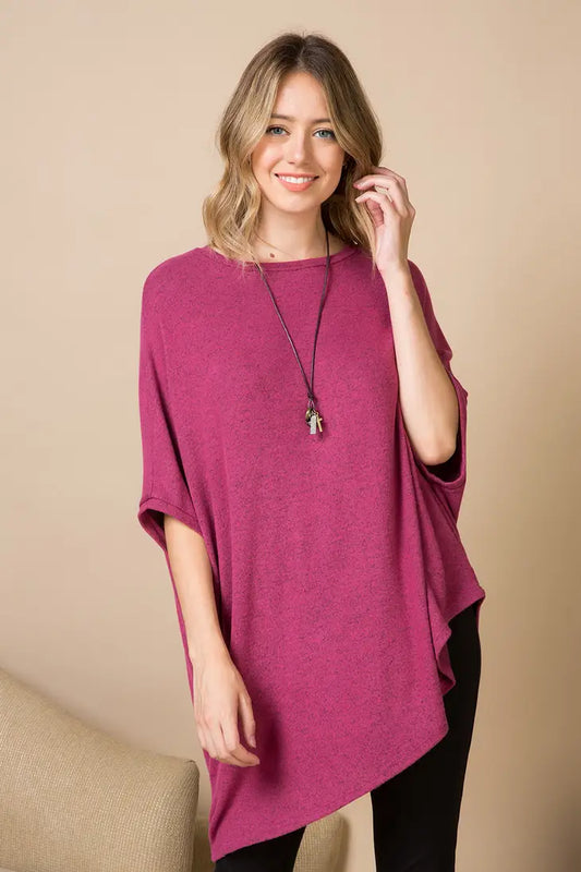 Soft Hacci Brush Asymmetrical Pullover