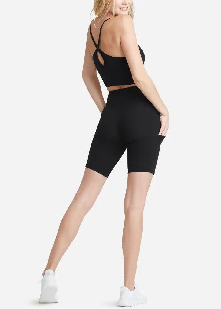 Mel Shaping Biker Short with Pockets - Cotton Stretch