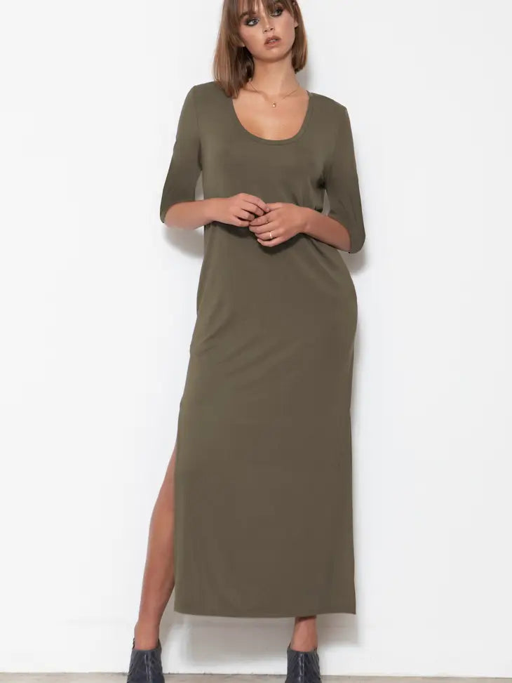 Scoop-Neck 3/4-Sleeve  Dress