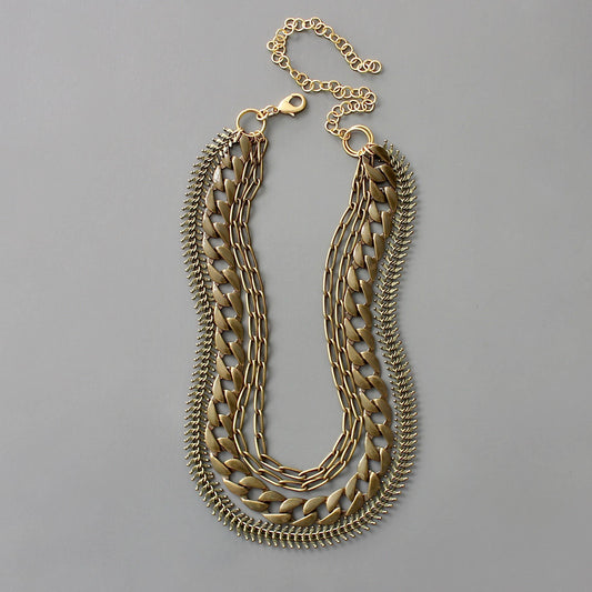 Multi strand brass ox chain necklace