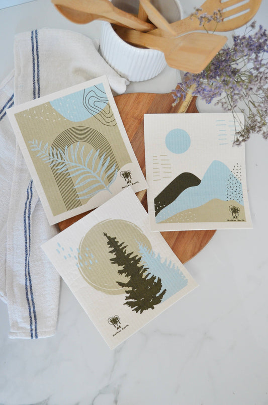 Swedish Dishcloths: 3-pack | Made in Sweden: Forest Themed 3-Pack