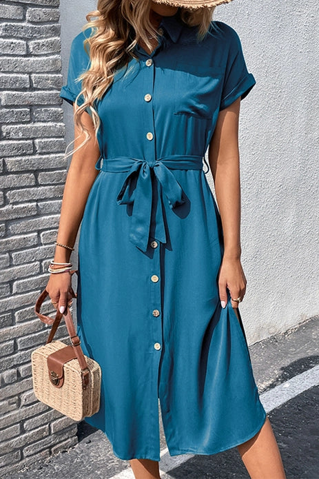 DRESS WITH ROLLED SLEEVES