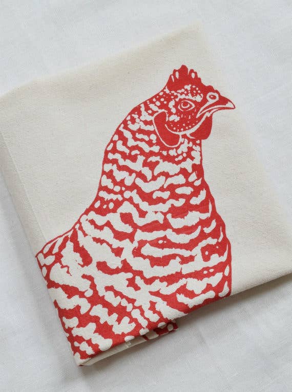Organic Cotton Chicken Tea Towel (Red)