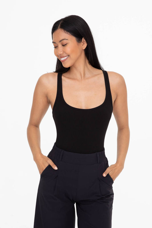 Square Neck Ribbed Bodysuit