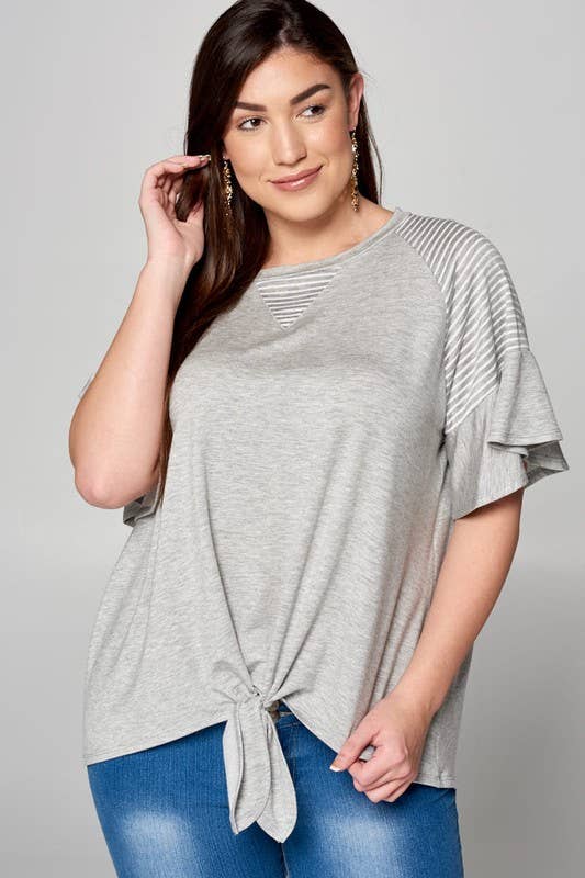 Casual French Terry Front Knot Top