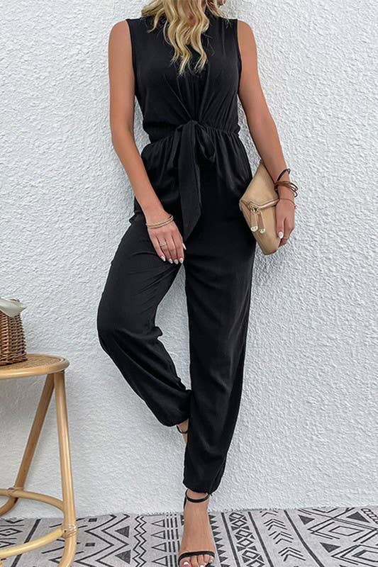 SLEEVELESS V NECK SLIM JUMPSUIT