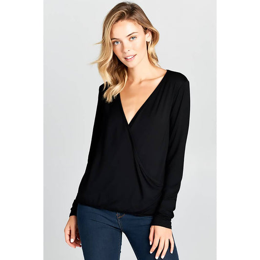 Long Sleeve Surplice Knit Top