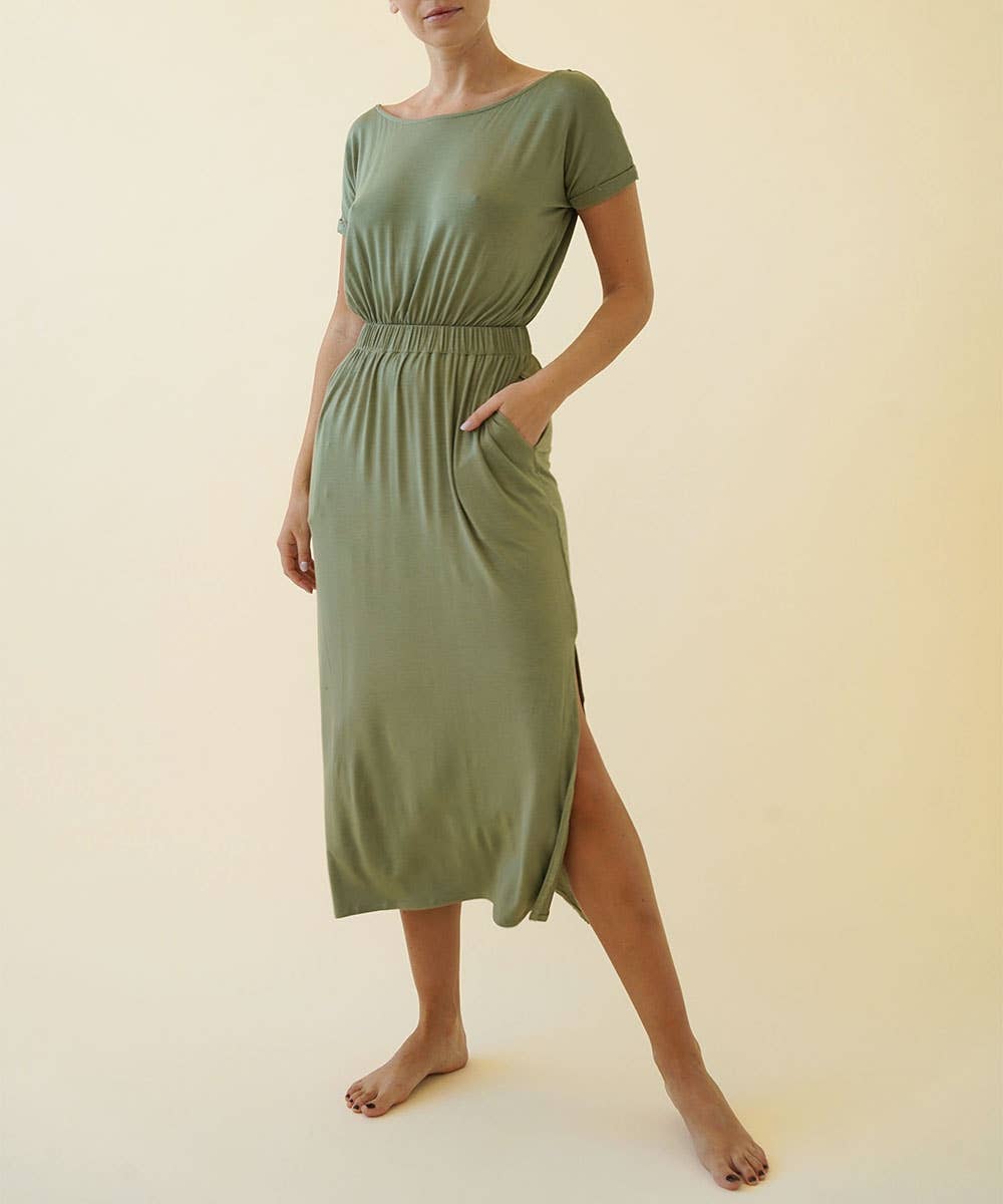 BAMBOO ONE PIECE WITH POCKETS OLIVE