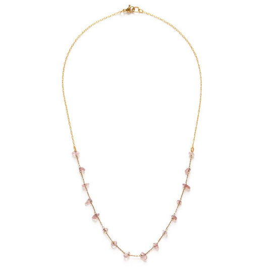 Gemstone Chips Necklace - Rose Quartz