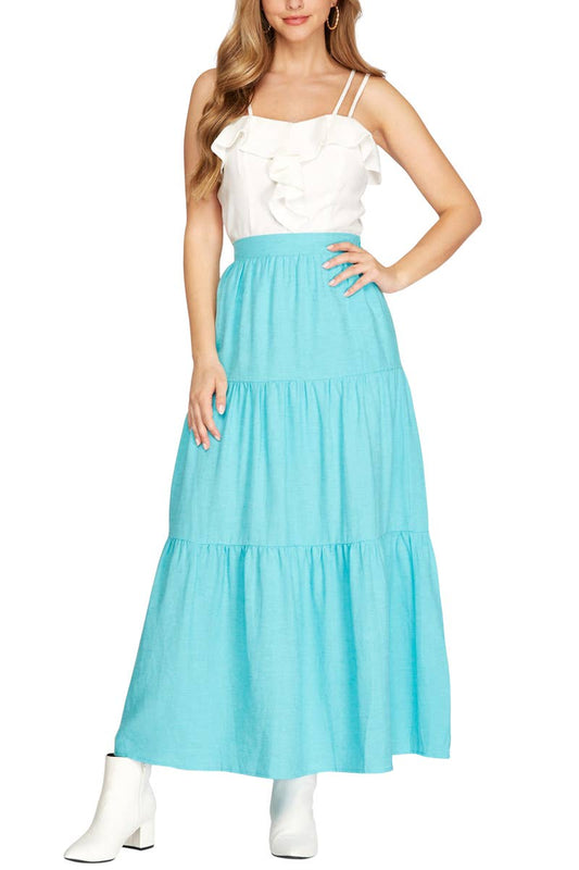 Woven Tiered Long Skirt