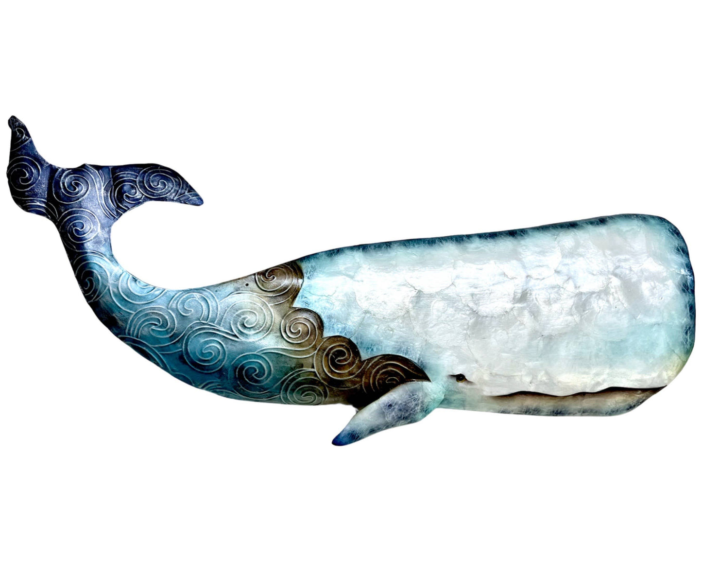 Blue Whale Capiz & Metal Wall Art