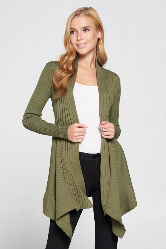 Super Soft Asymmetric Solid Rib Sweater Cardigan